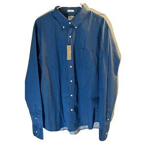 J Crew Mens Blue Button Up Shirt XL NWT Slim Fit 100s two ply yarn 100% cotton